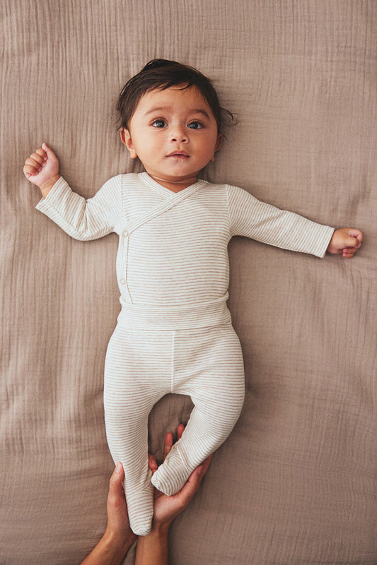 3 Pcs Organic Cotton Made Baby Trouser With Socks Newborn to 3 Months