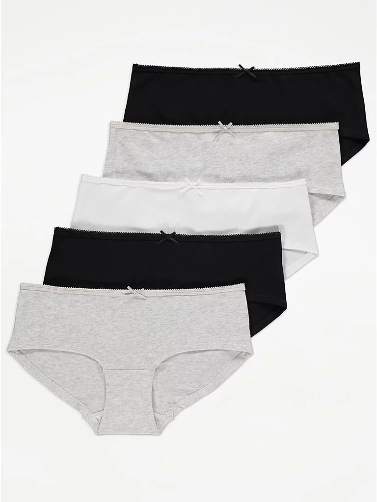 Pack of 5 Women's Low-Rise Cotton Boyshort Brief Panty