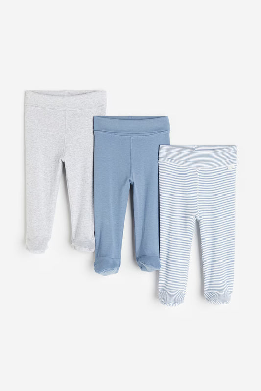 3 Pcs Organic Cotton Made Baby Trouser With Socks Newborn to 3 Months
