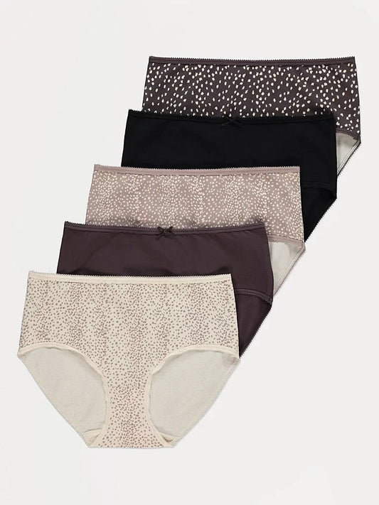 Pack of 5 Womens Mid Waist Hipster  Brief Panty