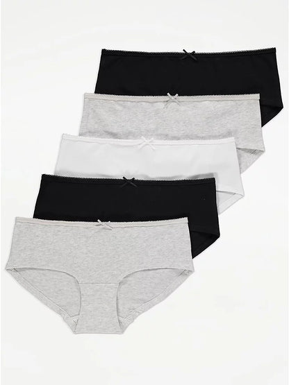 Pack of 5 Women's Low-Rise Cotton Boyshort Brief Panty