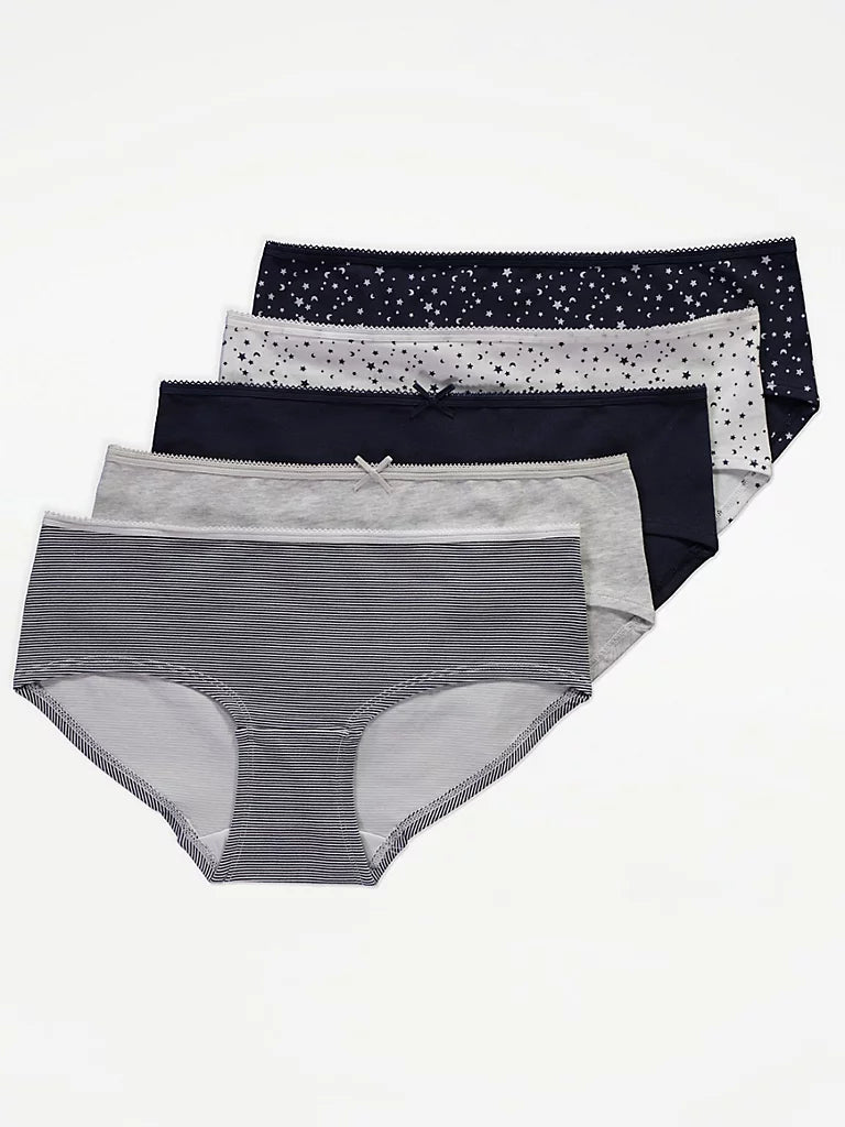 Pack of 5 Women's Low-Rise Cotton Boyshort Brief Panty
