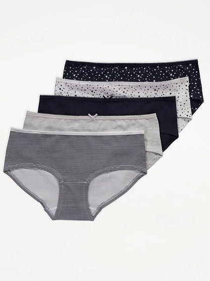Pack of 5 Women's Low-Rise Cotton Boyshort Brief Panty