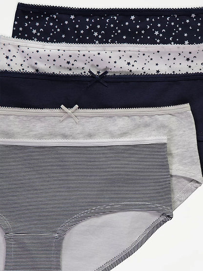 Pack of 5 Women's Low-Rise Cotton Boyshort Brief Panty