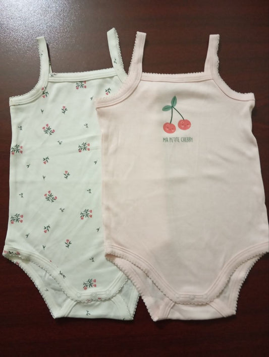 2Pcs Baby Girls Cotton Sleeveless Romper