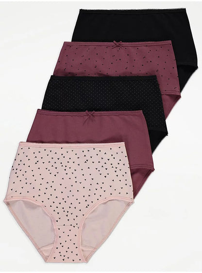 Pack of 5 Ladies High Waisted Full Back Cover  Brief Panty