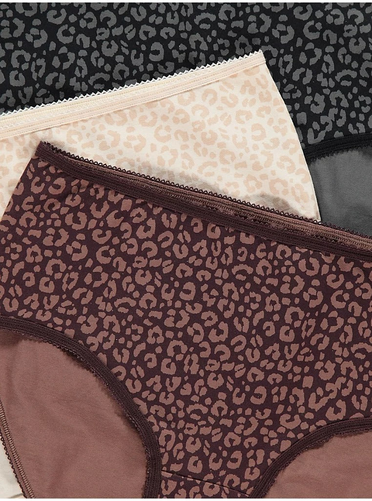 Pack of 5 Womens Mid Waist Hipster  Brief Panty