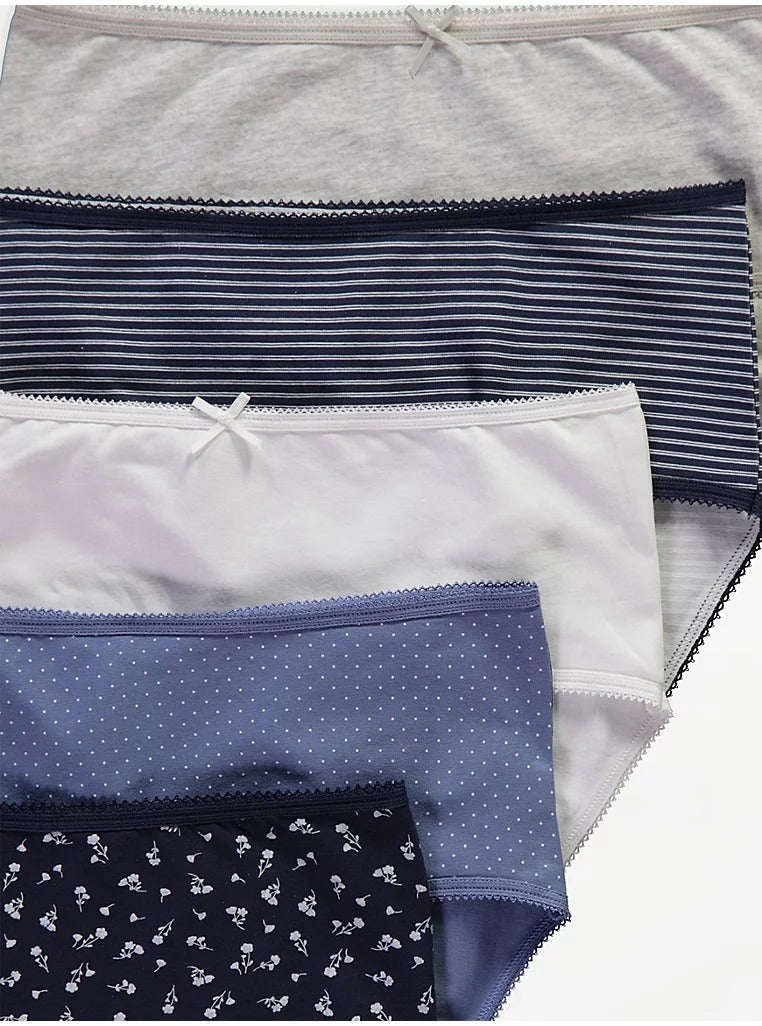 Pack of 5 Womens Mid Waist Hipster  Brief Panty