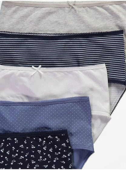 Pack of 5 Womens Mid Waist Hipster  Brief Panty