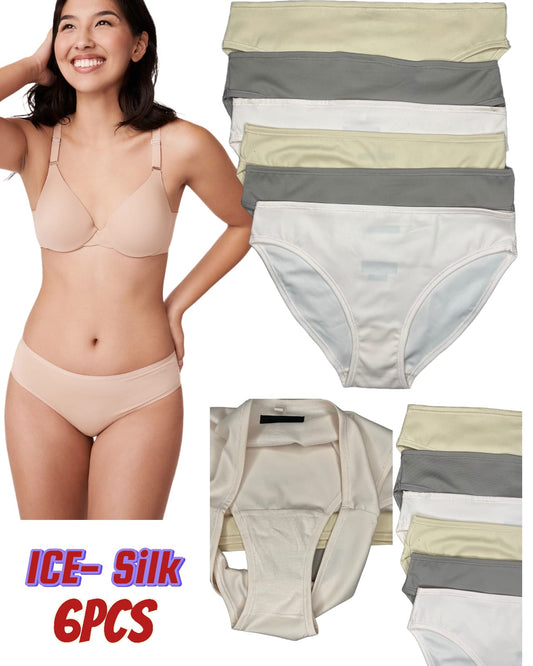 PACK OF 6 PCS Women's ICE-SILK Hipster Brief Panty