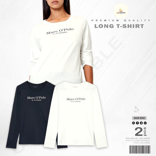 pack of 2 Pcs Original marc o Polo Womens Long-sleeved T-shirt made from organic cotton
