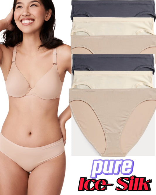 PACK OF 6 PCS Women's ICE-SILK Hipster Brief Panty