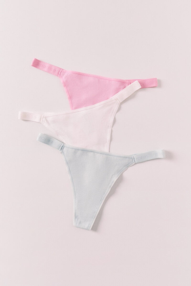 Pack of 3pcs G-string cotton thongs with logo mix( Original Womens Secreeets Brnads)