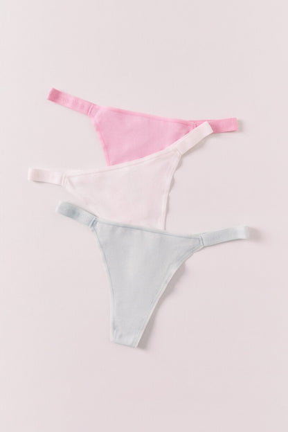 Pack of 3pcs G-string cotton thongs with logo mix( Original Womens Secreeets Brnads)