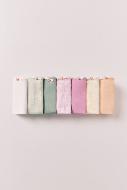 Pack of 5 cotton pointelle thongs in a mix of colors