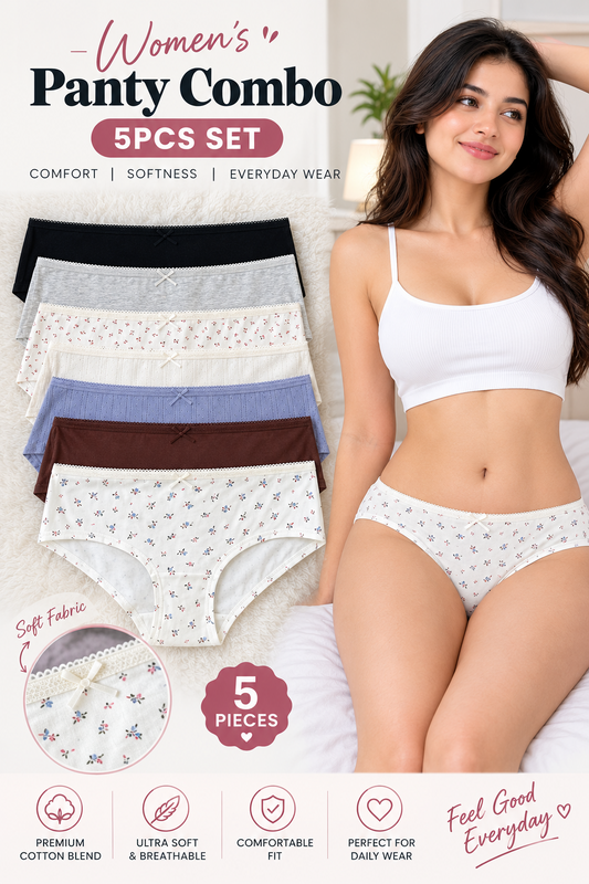 Pack of 5 Women's Low-Rise Cotton Boyshort Brief Panty