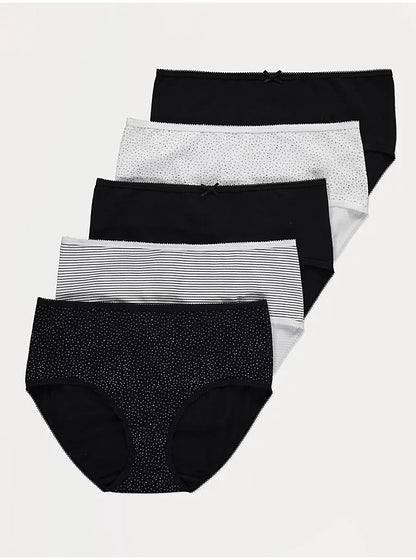 Pack of 5 Womens Mid Waist Hipster  Brief Panty