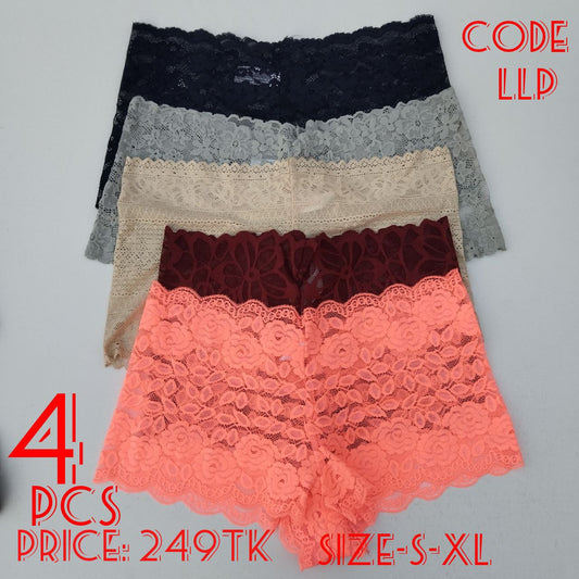 PACK OF 4 PCS ASSORTED COLOR LACE PANTY