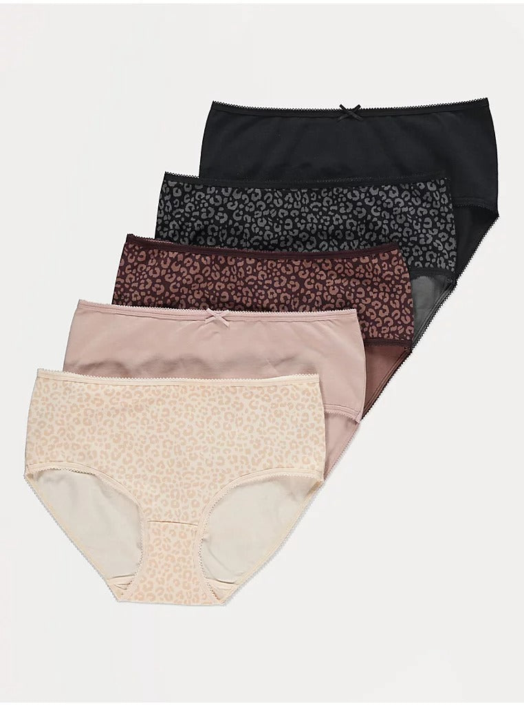 Pack of 5 Womens Mid Waist Hipster  Brief Panty